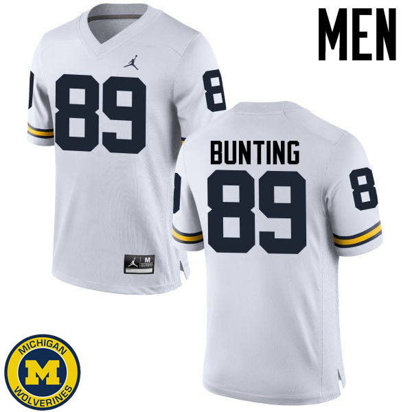 Men's Michigan Wolverines #89 Ian Bunting White Alumni Jersey